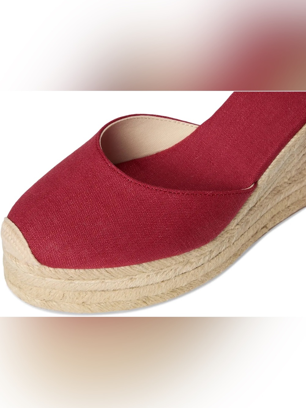Soludos Red Canvas Espadrille Wedge with Ankle Tie - Picture 2 of 8